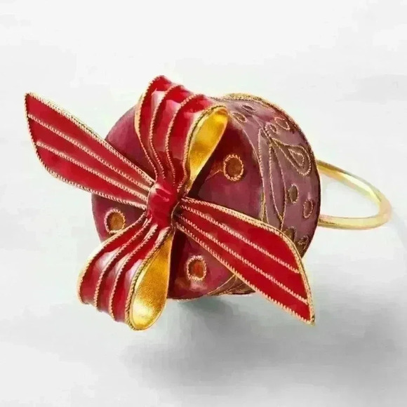 Set of 4-Cloisonne Gift Box Napkin Rings - Picture 1 of 4